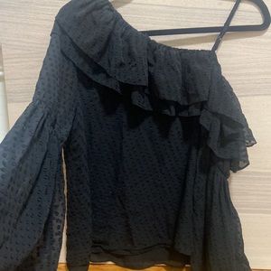 Parker Black Polka Dot Off the Shoulder Top